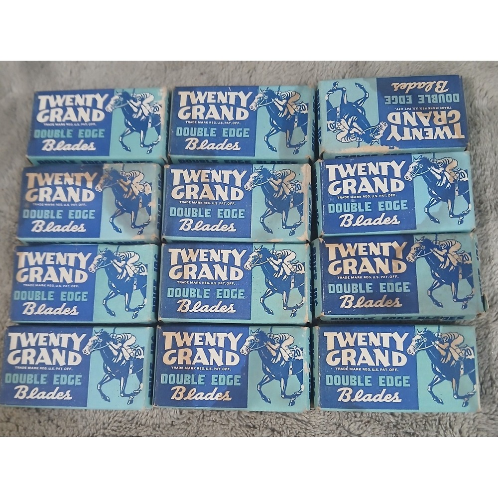 12pk Vintage Twenty Grand Double Edge Razor Blades Spencer Indiana Horse Jockey